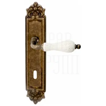 Дверная ручка на планке Melodia 179/229 'Ceramic' + кракелюр античная бронза (key)