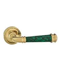 Дверная ручка на розетке CROWN 702 MALACHITE/PВ R малахит/полированная латунь