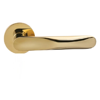 Дверная ручка премиум из латуни Ghobestir 'CITY Collection' 050 на круглом основании золото pvd