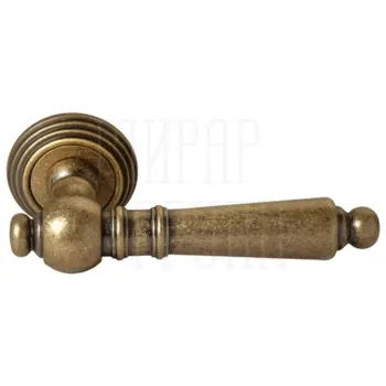 Дверная ручка на круглой розетке RUCETTI RAP-CLASSIC-L 8 бронза состаренная