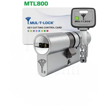 Цилиндровый механизм ключ-ключ Mul-T-Lock (Светофор) MTL800 110 mm (50+10+50) никель + флажок