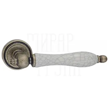 Дверные ручки Renz (Ренц) 'Мишель' INDH 615-16 на круглой розетке бронза состаренная/состаренная керамика
