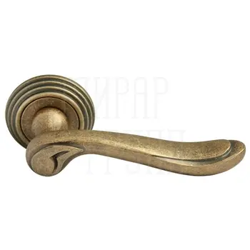 Дверная ручка на круглой розетке RUCETTI RAP-CLASSIC-L 6 бронза состаренная
