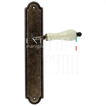 Дверная ручка Extreza 'DANA CRACKLE' (Дана Кракле) 306 на планке PL03 античная бронза (PASS)