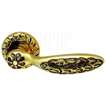 Дверная ручка на розетке Class 'Shamira' 1065 (60) золото 24к + коричневый