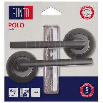 Дверная ручка Punto (Пунто) на круглой розетке 'POLO' HD графит