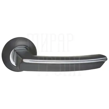 Дверные ручки Renz (Ренц) 'Ровиго' INDH 428-08 на круглой розетке черный/хром блестящий