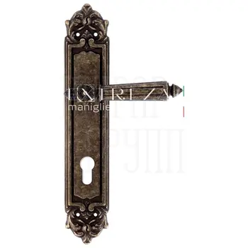 Дверная ручка Extreza 'LEON' (Леон) 303 на планке PL02 античная бронза (cyl)