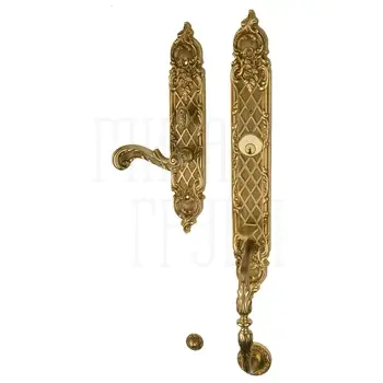 Ручка для входной двери Mestre OJ 1704 с замком и ключами античная латунь