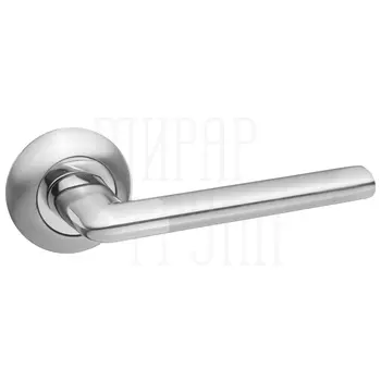 Дверные ручки Renz (Ренц) 'Тренто' INDH 19-08 на круглой розетке никель матовый/никель блестящий