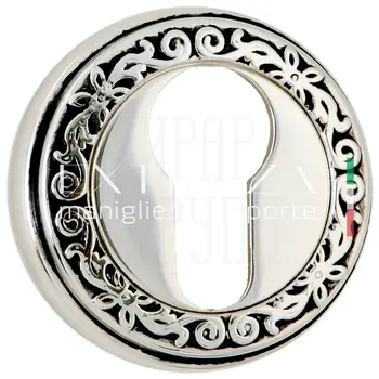 Накладка дверная под цилиндр Extreza CYL R06 натуральное серебро + черный