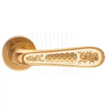 Дверные ручки на розетке Archie Genesis 'Alivio' (20G) матовое золото / эмаль слоновая кость