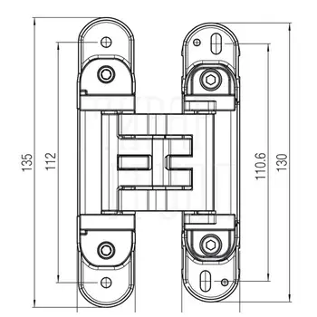 KUBICA HYBRID K2760CM DXSX AV петля скрытая универсальная ЗОЛОТО САТИНИРОВАННОЕ (60 kg)