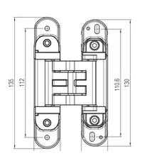 KUBICA HYBRID K2760CM DXSX AV петля скрытая универсальная ЗОЛОТО САТИНИРОВАННОЕ (60 kg)
