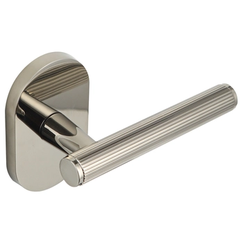 Дверная ручка из латуни в 3-х тренд оттенках Ghobestir 'RACHEL' G002 на овальной розетке никель pvd