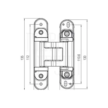 KUBICA HYBRID K2780CM DXSX BR петля скрытая универсальная БРОНЗА (80 kg)