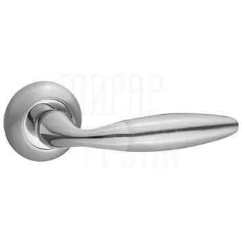 Дверные ручки Renz (Ренц) 'Сезар' INDH 28-08 на круглой розетке никель матовый/никель блестящий