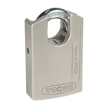Навесной замок Tokoz (Чехия) Gama 70 CS, закрытая дужка серебро