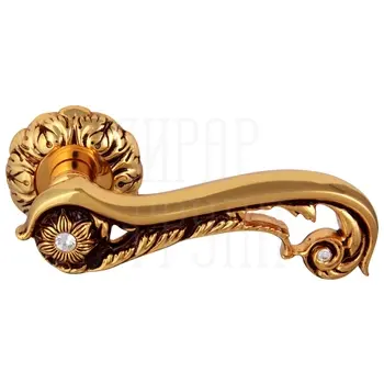 Дверная ручка на розетке Class 'Jade' (60) + Svarovski золото 24К + коричневый + 