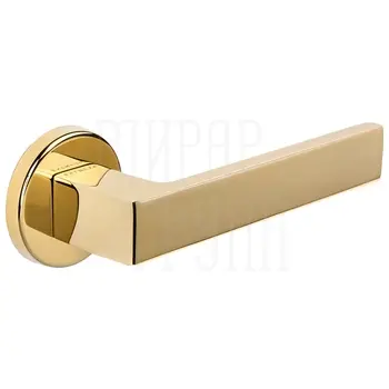 Дверная ручка Extreza Hi-Tech 'ENZO' (Энзо) 117 на круглой розетке R12 полированное золото