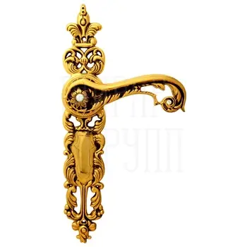 Дверная ручка на планке Class 'Jade' 1110 + Svarovski золото 24К + коричневый