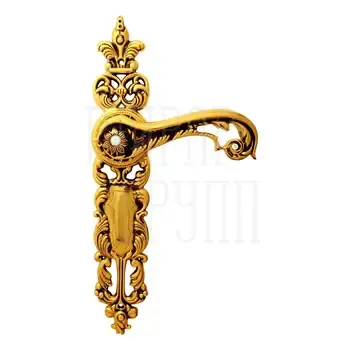 Дверная ручка на планке Class 'Jade' 1110 + Svarovski золото 24К + коричневый