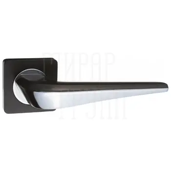 Дверные ручки Renz (Ренц) 'Фиоре' INDH 425-02 на квадратной розетке черный/хром блестящий
