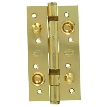 Петля дверная универсальная стальная противосъемная Amig 570 150x82x2.5 с подшипниками полированная латунь