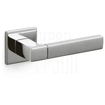 Дверные ручки на розетке Olivari Planet Q Bicolor Bassa матовый хром + хром