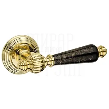 Дверная ручка на розетке Fimet 'Michelle' Porcellana 106P (269) золото + черная пыль