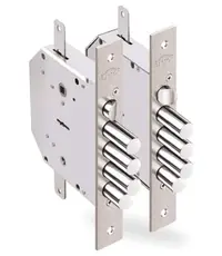 Замок Elbor (Эльбор) врезной сувальдный с задвижкой и защёлкой Гранит 1.06.43 (правый) с тягами /24378/