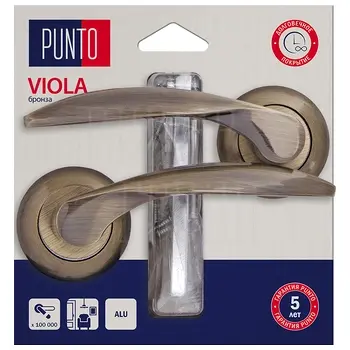Дверная ручка Punto (Пунто) на круглой розетке 'VIOLA' HD зеленая бронза