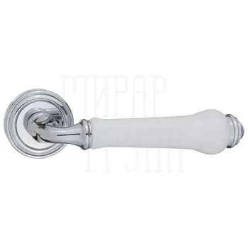 Дверные ручки Renz (Ренц) 'Сиракузы' INDH 617-16 на круглой розетке полированный хром + керамика