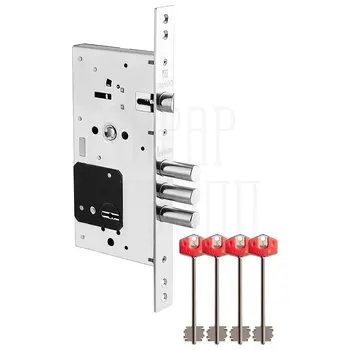 Замок Fuaro (Фуаро) врезной сувальдный TERMO MDV25/S-60.85.3R16 4 key (ключ удл. 120/75 мм) никель