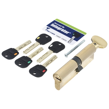 Цилиндровый механизм ключ-вертушка Mul-T-Lock (Светофор) Integrator 71 mm (28+10+33) латунь + флажок