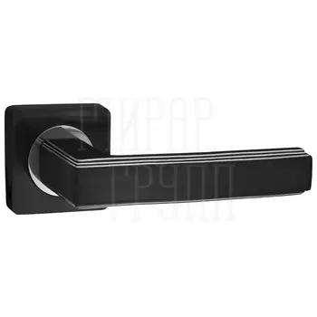 Дверные ручки Renz (Ренц) 'Арона' INDH 96-02 на квадратной розетке черный/хром блестящий