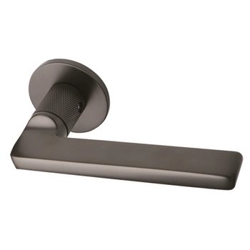 Дверная ручка дизайнерская из латуни Ghobestir 'CITY Collection' C337 на тонком круглом основании серый сатин