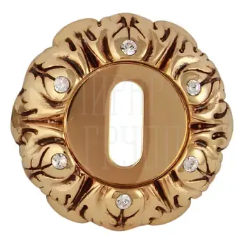 Накладка Class под ключ (KEY) NEW / 6 Swarovski золото 24к + коричневый + 6