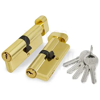 Цилиндровый механизм Fuaro (Фуаро) (100 ZM/70) 1000ZMKnob 70 mm (30+10+30) с вертушкой латунь