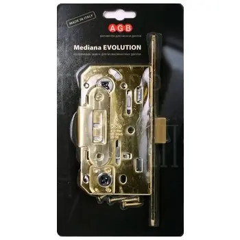 Защелка тихая AGB Mediana Evolution под завертку с отв. пл. + крепеж (BOX) золото