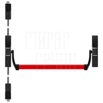 Ручка-штанга нажимная Fuaro (Фуаро) 1700С с тягами в комплекте для двухстворчатых дверей черный + красный