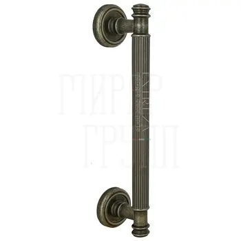 Ручка дверная скоба Extreza 'Benito' (Бенито) 275 мм (225 мм) на круглых розетках R01 античное серебро