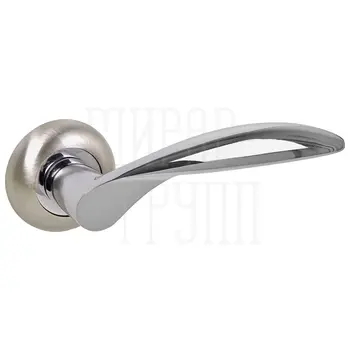 Дверная ручка на круглой розетке Fuaro (Фуаро) 'VIOLA' TL матовый никель + хром