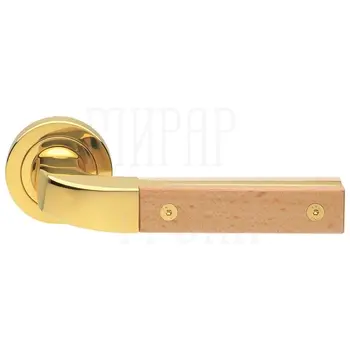 Дверные ручки на розетке Morelli Luxury 'Tree' золото со вставкой бук
