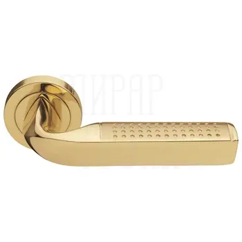 Дверные ручки на розетке Morelli Luxury 'Matrix' матовое золото + золото