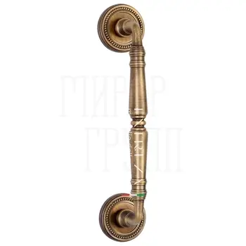 Ручка дверная скоба Extreza 'Petra' (Петра) 250 мм (205 мм) на круглых розетках R03 матовая бронза