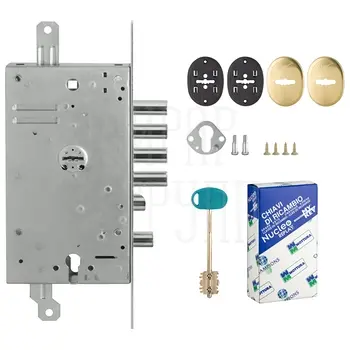 Замок Mottura (Моттура) врезной двухсистемный 54.Y787-S MyKey (левый) (накладки 95.323-95.324 CR) ключ 60 мм никель
