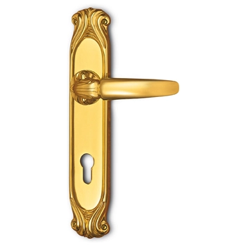 Дверная ручка на планке Salice Paolo 'Queen' 9006 золото 24к