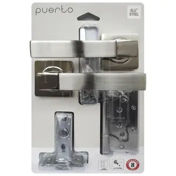 Комплект дверной фурнитуры PUERTO (ручка, защелка м/к, петли безВР) SET 521-02 5-45PL 2S матовый никель + никель