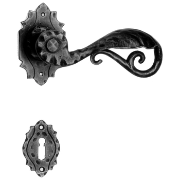 Дверная ручка кованая раздельная Galbusera ART. 15 'Cortina' античный черный